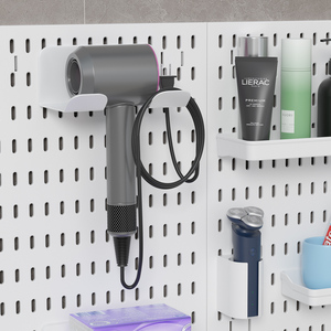 Tablero montado en la pared para almacenamiento en la pared: adecuado para estantes de almacenamiento de baño, soportes para secadores de pelo, cestas y estantes colgantes - Product Image 4