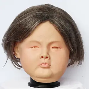 Masque en Latex réaliste pour visage humain avec perruque pleine tête en Silicone <span class=keywords><strong>drôle</strong></span> bébé fille <span class=keywords><strong>blague</strong></span> nouveauté Costume masque pour adulte - Product Image 1