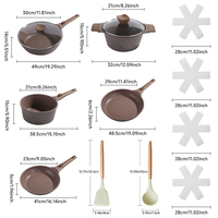 Ensemble de casseroles de cuisine en aluminium de 19 pièces, série écailles de poisson, marbre brun, moderne, détachable, sain, durable, écologique, antiadhésif