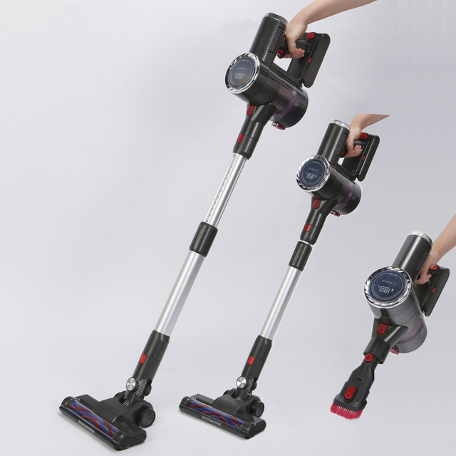 Adjustable Telescopic Bagless Household Handheld Automatic Cordless Stick Vacuum Cleaner Hoover with Lcd Screen Display