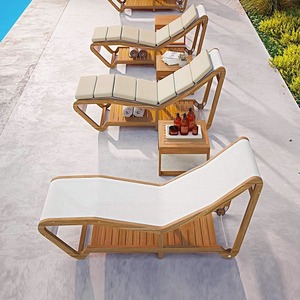 Lettino Prendisole di Lusso in Legno Teak con Rattan PE, Sedia Reclinabile da Esterno Regolabile per Giardino, Piscina e Spiaggia (Modello Australiano) - Product Image 3