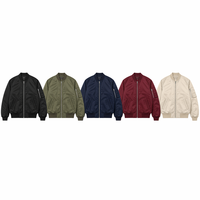 Blouson Bomber Homme Personnalisé avec Logo, Tissé Enduit, Col Montant, Hiver, Streetwear Décontracté, Style Pilote MA-1, Respirant, Coupe-Vent, Vente en Gros