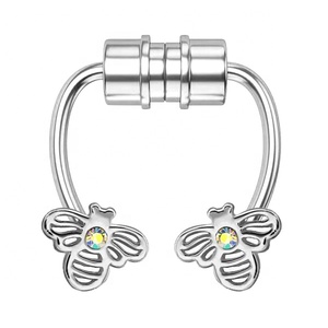Abeille en or fantaisie Faux <span class=keywords><strong>Piercing</strong></span> anneau de nez magnétique cerceau Septum <span class=keywords><strong>bijoux</strong></span> de corps vente en gros - Product Image 2
