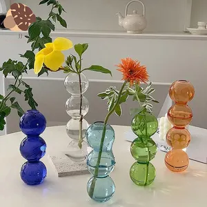 Sfera di arte moderna sfera di bolle colorate alto trasparente vetro trasparente bocciolo idroponico vaso di fiori per la decorazione domestica del regalo