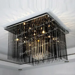Siyah modern kare salon odası kristal tavan lambaları İngiltere ETL60186