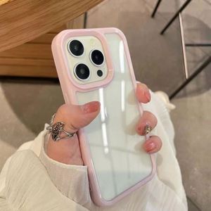 Coque de téléphone transparente avec bordure de couleur bonbon tendance pour iPhone 16 Pro Max 15 Plus 13 12 17 11 14 PRO, coque arrière en acrylique - Product Image 4