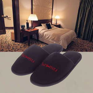 Langlebig Komfortabel Einweg Hotel <span class=keywords><strong>Slipper</strong></span> Benutzer definiertes Logo EVA Sohle Anti Slip Schwarze Hausschuhe für Home Travel <span class=keywords><strong>Spa</strong></span> - Product Image 2