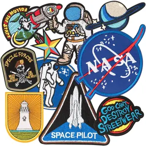 Supplier Provide Spaceman NASA Pattern Tag Twill Embroidery Patch Apollo Project Badge Patches Sew Iron On for Shoe Jeans