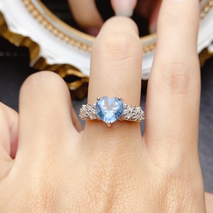Màu xanh Topaz nhẫn với 14k vàng mạ 925 Bạc bán buôn đá quý trang sức cho phụ nữ cho đám cưới và các bên - Product Image 2