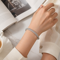 Bracelet jonc en argent 925 avec zircon pour femme, bijoux élégants empilables, accessoires de mode