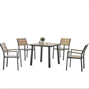 High Quality patio plastic wood dining set restaurant furniture deck garden Outdoor Furniture Garden waterproof garden chairs