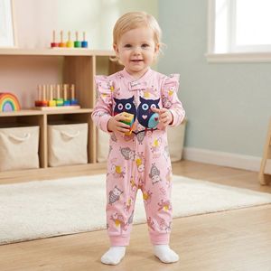 Pelele <span class=keywords><strong>de</strong></span> manga larga con volantes para bebé, mono <span class=keywords><strong>de</strong></span> algodón suave <span class=keywords><strong>de</strong></span> doble cara para recién nacido, pijama <span class=keywords><strong>enterizo</strong></span> para niña pequeña - Product Image 5