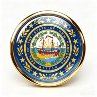 GREPAS GIFTS Épinglette drapeau du New Hampshire, forme ronde de 1 pouce, pour chapeau patriotique international