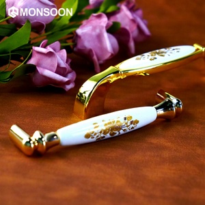 Poignées de meubles de luxe en alliage de zinc et céramique pour armoire, cuisine, tiroir, placard, chambre à coucher, salle de bain, contemporaines - Product Image 5