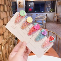 Koreanische Version INS Style Net Promi Obst Treibsand Kinder Süße Pony Seite Broken Bb Haars pange Baby PVC Haarnadel