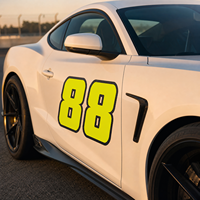 Autocollant en vinyle jaune fluo néon pour numéro de course, style fibre de carbone, auto-adhésif pour carrosserie de voiture et moto