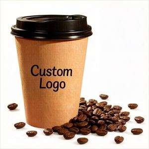 Gobelets en papier kraft à double paroi de 90 mm (8-16 oz) avec couvercles, personnalisables avec logo, pour boissons chaudes et froides, jetables, pour café, latte, thé au lait, vin - Vente en gros - Product Image 1