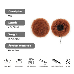 Shinein Postiche Cheveux Humains Bouclés Crépus, Extension Queue de Cheval Bouclée à Cordon de Serrage, <span class=keywords><strong>Chignon</strong></span> Afro Puff - Product Image 2