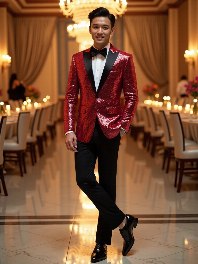 Pantalones negros Top rojo