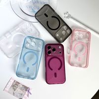 Coques de téléphone magnétiques transparentes scintillantes rouge cerise pour iPhone 18 17 16 15 14 13 Pro Max