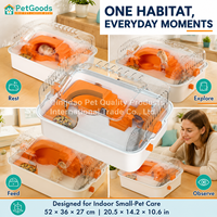 Grande cage pour hamster avec tunnel, roue d'exercice de 16,5 cm et bouteille d'eau, habitat en PP PET ABS pour petits animaux d'intérieur
