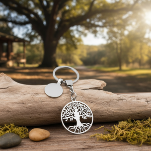 Portachiavi in legno Tree Life con moneta, senza scatola - Product Image 3