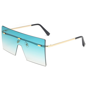 Xsy Square Frameless Gradient <b>Sunglasses</b> Gold Frame Pc Lens Uv400 Protection For Men Women - Product Image 4
