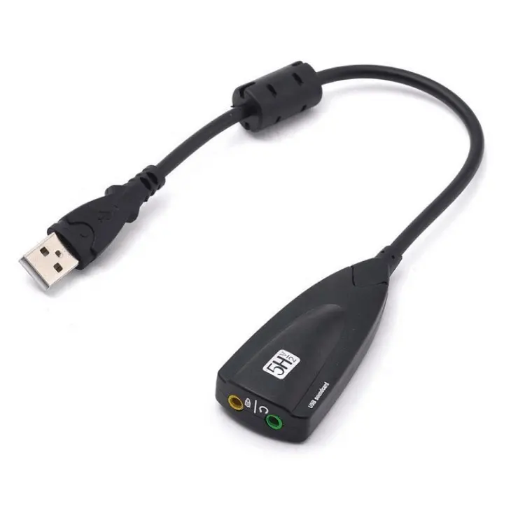 Kartu Suara USB Eksternal Kartu Suara Saluran Virtual Adapter Audio Track Diskon Besar 5HV2 7.1 Channel CH Hitam Logo Kustom OEM V8s