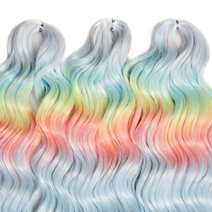 Extension per <span class=keywords><strong>Capelli</strong></span> Sintetici Lisci Intrecciati Resistenti al Calore, Extension per Trecce Arcobaleno, Extension per <span class=keywords><strong>Capelli</strong></span> in Seta all'Uncinetto - Product Image 6