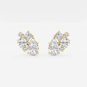 Elegantes Pendientes de Diamantes con Mosaico de Cinco Piedras de 3 Quilates con Brillo Intenso, Joyería de Lujo Ética para Mujer, para Uso Diario y Ocasiones Especiales - Product Image 5
