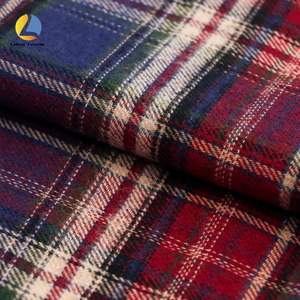 新款16s色织斜纹格子100% 棉编织格子拉丝棉面料法兰绒经典衬衫 - Product Image 3