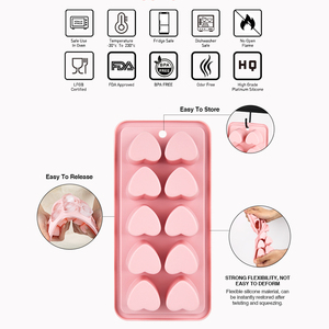 Stampi per cubetti <span class=keywords><strong>di</strong></span> <span class=keywords><strong>ghiaccio</strong></span> in Silicone a forma <span class=keywords><strong>di</strong></span> <span class=keywords><strong>cuore</strong></span> a 10 cavità con Logo personalizzato per cubetti <span class=keywords><strong>di</strong></span> <span class=keywords><strong>ghiaccio</strong></span> <span class=keywords><strong>di</strong></span> cioccolato facile rilascio - Product Image 2