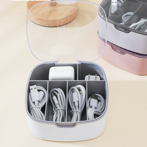 Multifunctional Cable Management Box with Dustproof Transparent Lid New Plastic Charging Cable Organizer for Tool Use