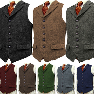 Gilet décontracté en coton bordeaux coupe ajustée en <span class=keywords><strong>tweed</strong></span> de laine pour <span class=keywords><strong>homme</strong></span>, <span class=keywords><strong>blazer</strong></span> marron pour mariage et marié - Product Image 2