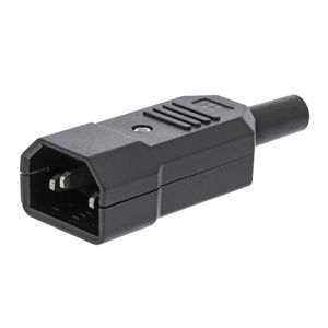 Conector de alimentación negro de tres pines C14 macho para equipos eléctricos - Product Image 1