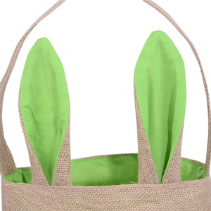 Cestini per orecchie da <span class=keywords><strong>coniglietto</strong></span> in juta 2024 graziosi cesti di pasqua con orecchie di coniglio in tela di tela sacchetti regalo uova caccia sacchetti Tote <span class=keywords><strong>coniglietto</strong></span> di pasqua - Product Image 4