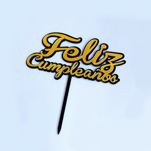 ท็อปเปอร์เค้กอะคริลิค รูปน้ำผึ้งและน้ำตาลหวาน  Feliz Cumpleaos  ตกแต่งเค้กวันเกิดหลากสี - Product Image 2