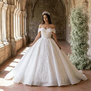 Vestido de Novia Lsany202, Estilo Princesa, Brillante, con Hombros Descubiertos, Vestido de Gala, Vestidos de Novia de Lujo Jancember - Product Image 1