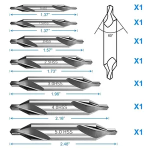 1mm 1.5mm 2mm 3mm 2.5mm 4mm 5mm 6mm Type A HSS 6542 Center Drill Bit for Metal Drilling Holes