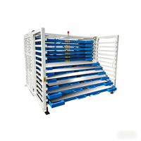 Système de rayonnage à tiroirs robuste et peu encombrant pour bobines d'acier et palettes