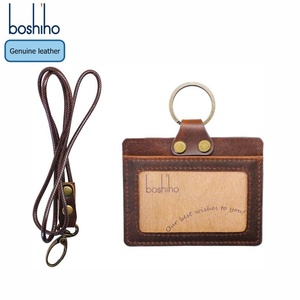 High Quality <b>ID</b> Leather Card <b>Holder</b> Badge Credit Card <b>Holder</b> Neck Lanyard for Office Student Business - Product Image 1