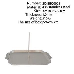 Grille de rôtissage de poulet en acier inoxydable pour barbecue avec broche et plat de cuisson, outil de grillade extérieur - Product Image 6