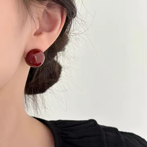 Pendientes Geométricos con Efecto de Goteo de Aceite, Estilo Hueco, Bola Redonda, Chapados en Oro de 18K, Aleación de Latón y Cobre - Product Image 2