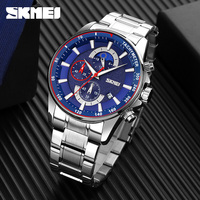 Reloj de Pulsera SKMEI 9250 para Hombre, Tendencia 2025, Esfera Grande, Cronómetro, Fase Lunar, Resistente al Agua 3ATM, Cuarzo, Acero Inoxidable