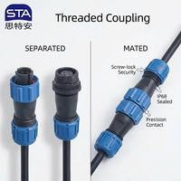 Conector de Plástico Impermeable IP68 SP1110/P SP1111/S de 2, 3, 4, 5 Pines, Macho y Hembra, En Línea, con Cable, Enchufe, Tuerca Trasera y Montaje en Panel