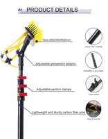 Brosse à eau avec perche télescopique en fibre de carbone 100% de 6 m (20 pieds) pour le nettoyage des fenêtres et des panneaux solaires