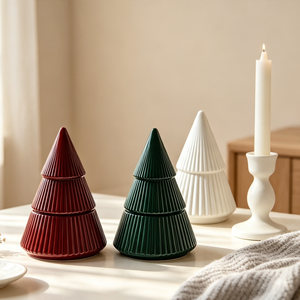 Pot à <span class=keywords><strong>bougie</strong></span> en verre de 8 oz en forme de sapin de Noël, vide, pour bougies de Noël, récipient de luxe en verre pour bougies, pour la décoration de la maison et les cadeaux de Noël - Product Image 2