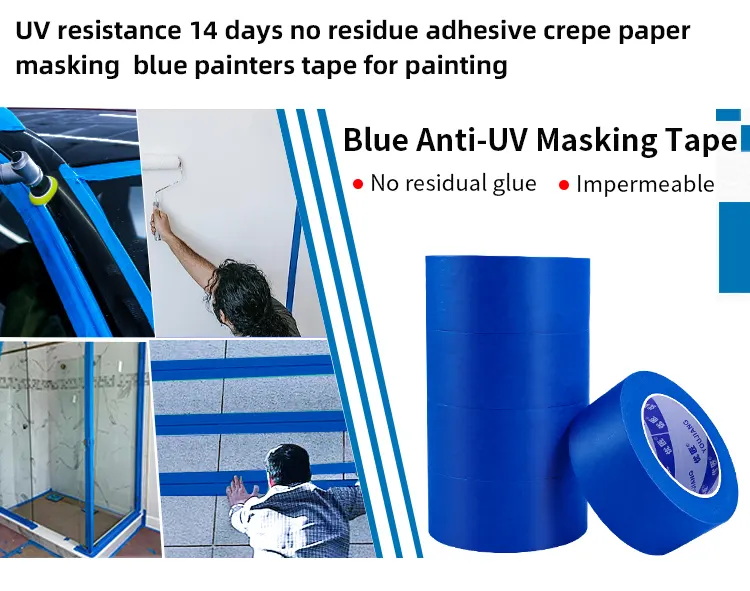YOU JIANG 2 inch 3m Anti- UV 14 Days Painter tape car automotive blue painters tape removal washi masking tape for painting