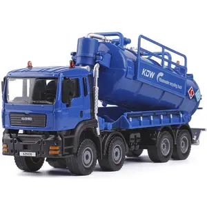 Vente chaude KDW 625030 moulé sous pression récupération des eaux usées transporteur camion modèle 1/50 échelle alliage recyclage de l'eau camion jouet pour garçons