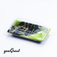 Boîte à sushi jetable avec design de bateau imprimé personnalisé, en plastique de qualité alimentaire